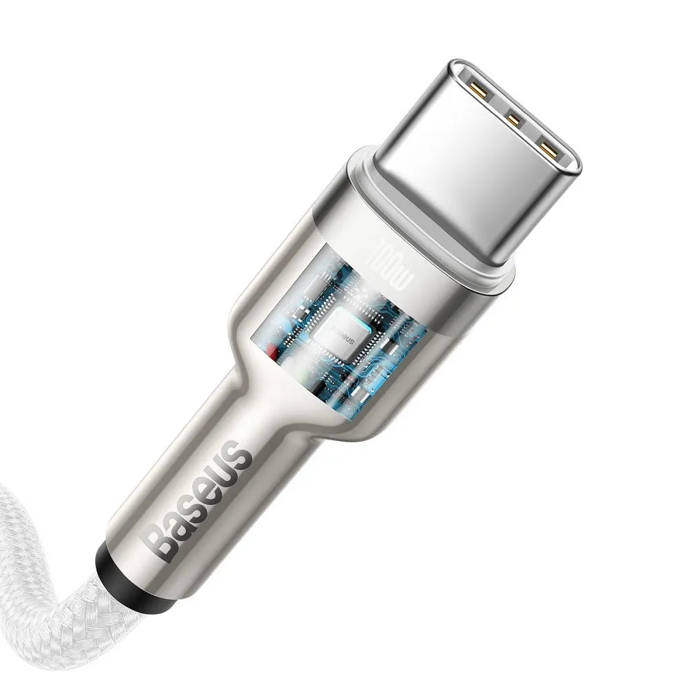 Kabel BASEUS Type-C na Type-C PD100W, kovový kabel CATJK-D02, 2m bílý