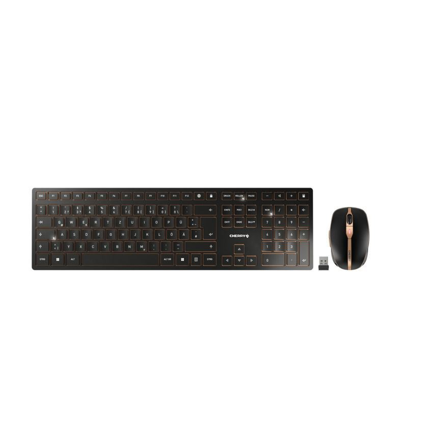 CHERRY DW 9100 SLIM tipkovnica Miš priložen RF bežični + Bluetooth QWERTZ Njemački Crno