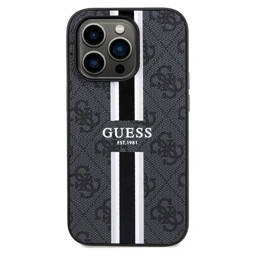 Originální GUESS Hardcase GUHMP15LP4RPSK pouzdro pro iPhone 15 Pro (Magsafe 4G Printed Stripes / černé)