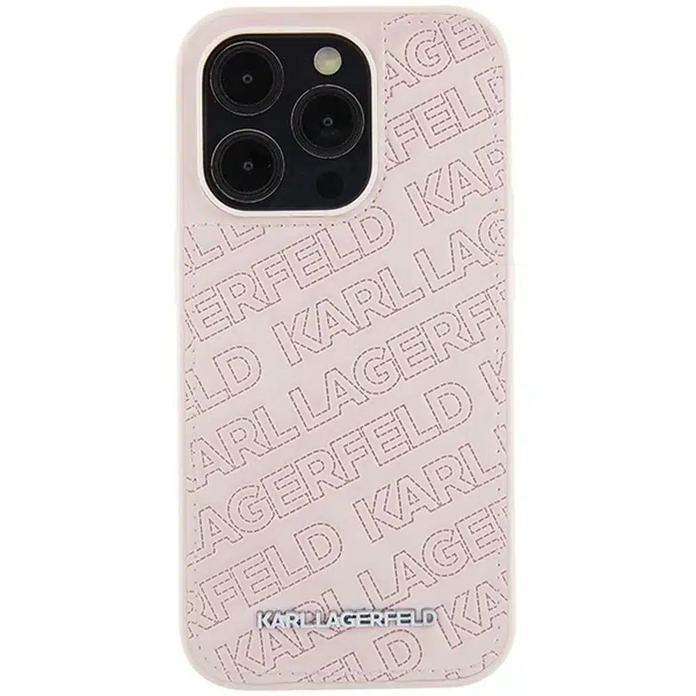 Originální pouzdro KARL LAGERFELD Hardcase KLHCP15LPQKPMP pro iPhone 15 Pro (prošívaný vzor / růžová)