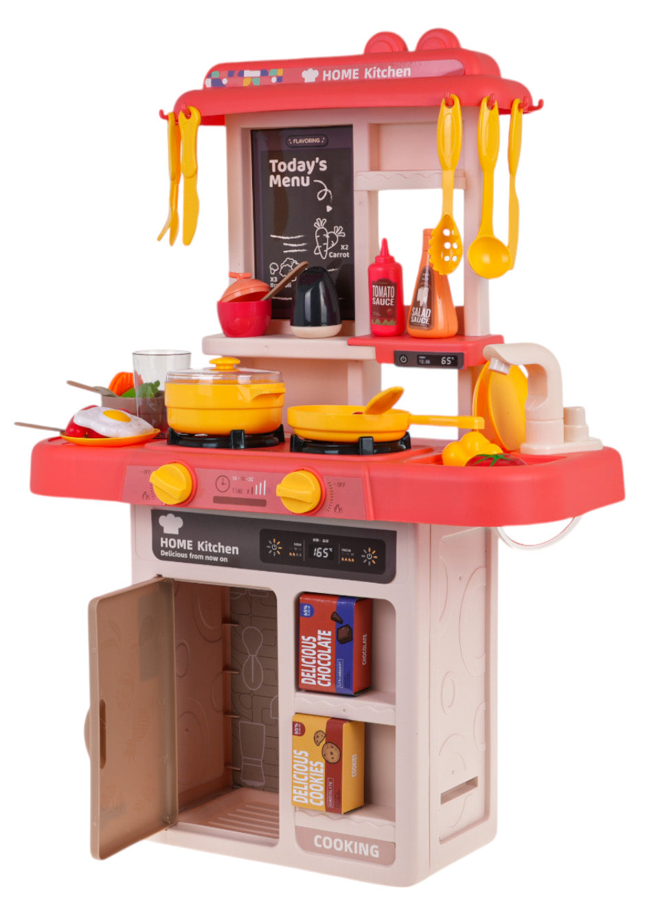 Dječja kuhinja za igru Kitchenette sasvjetlosnim - 43 elemenata - roza
