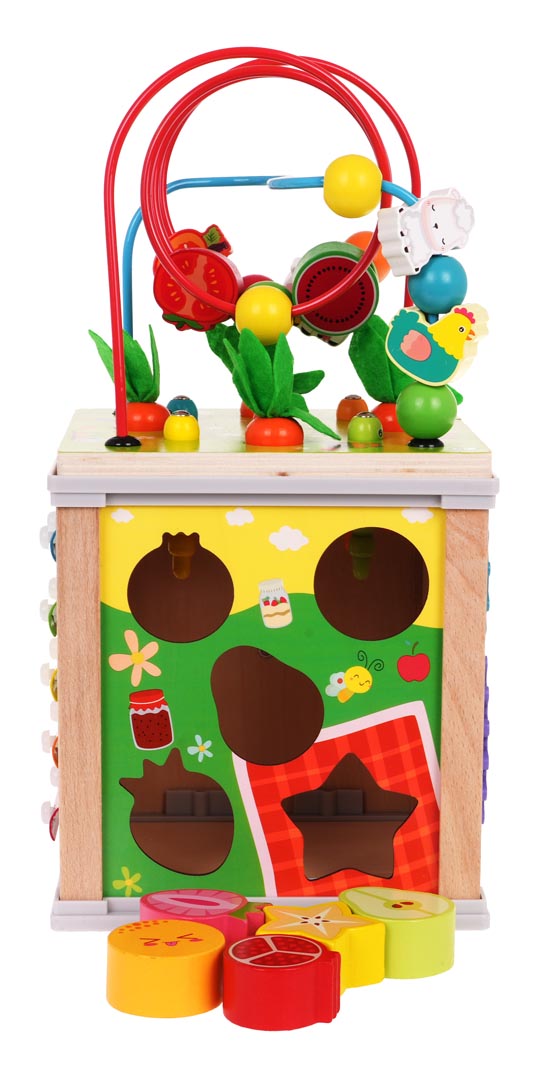 Edukativna drvena kocka Multifunctional - šarena
