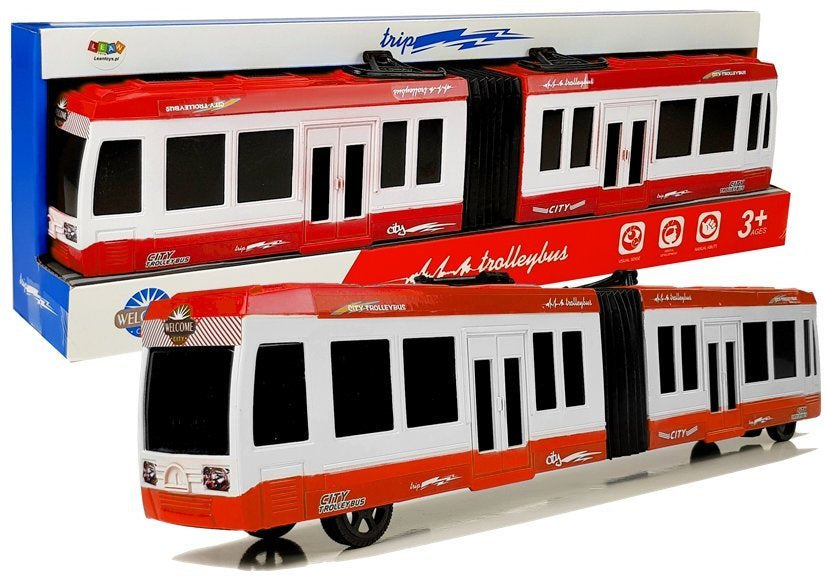 Zglobni autobus s pogonom na trenje - crveno/bijeli