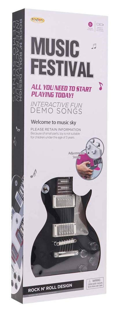 Dječja gitara + mikrofon spojen na instrument - crni
