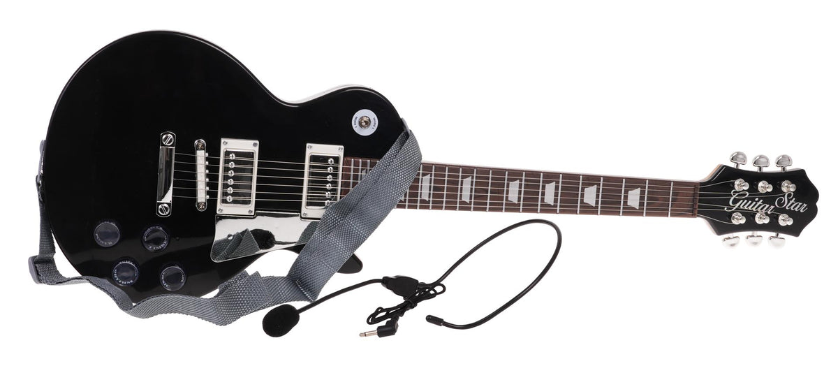 Dječja gitara + mikrofon spojen na instrument - crni
