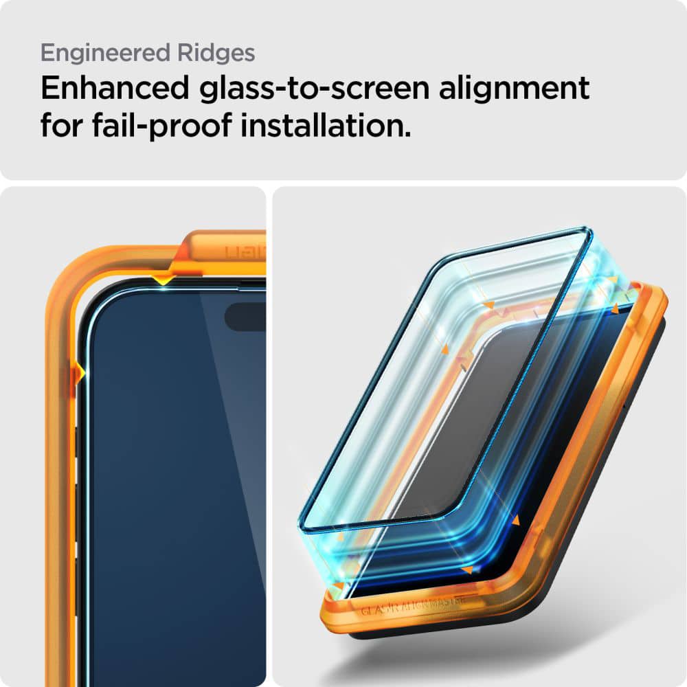 Spigen – Glas.tR Align Master (2 kom) za iPhone 15 Pro – crno