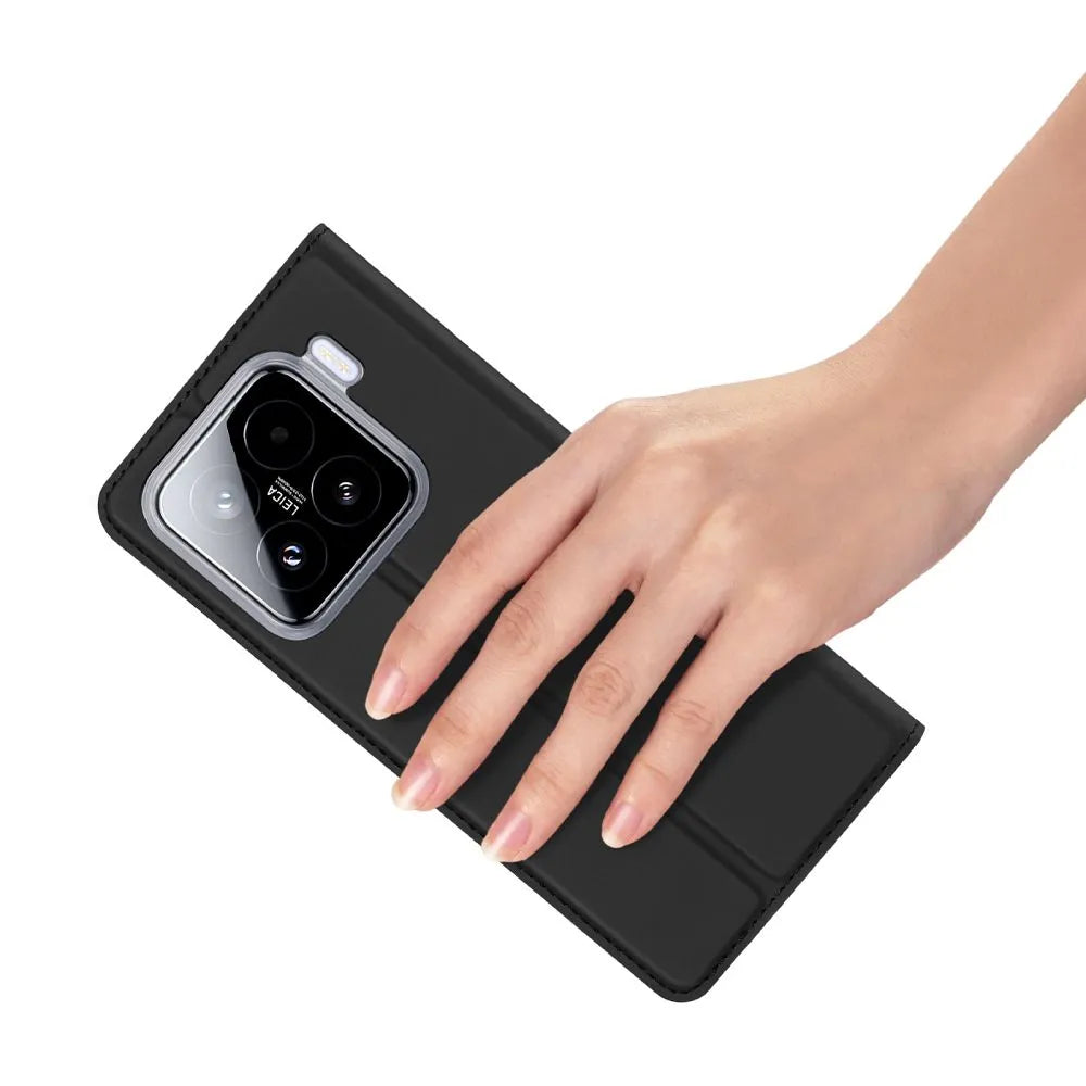 DUX DUCIS Skin Pro – hladké kožené pouzdro s krytem pro XIAOMI 15 černé