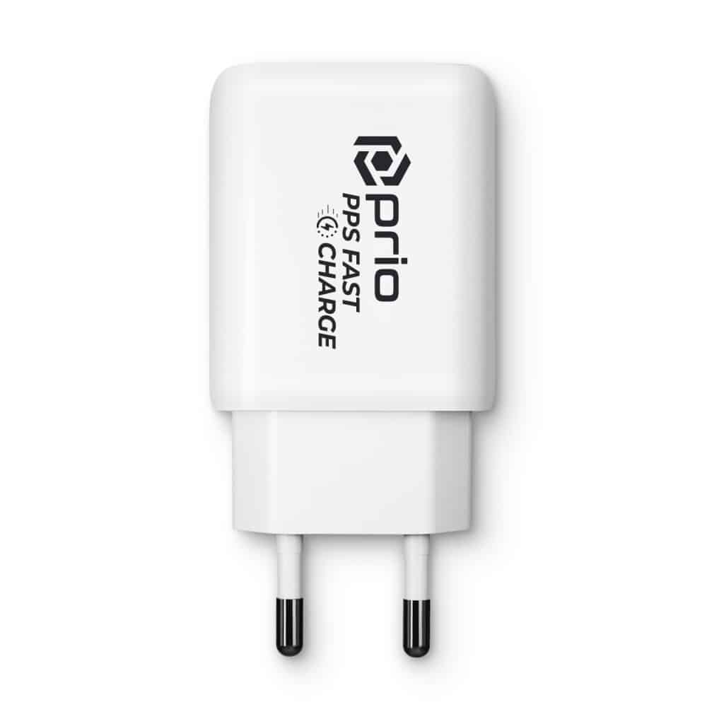 Prio 50W nástěnná nabíječka pro rychlé nabíjení 30W PD PPS (USB C) + 20W PD (USB C) bílá
