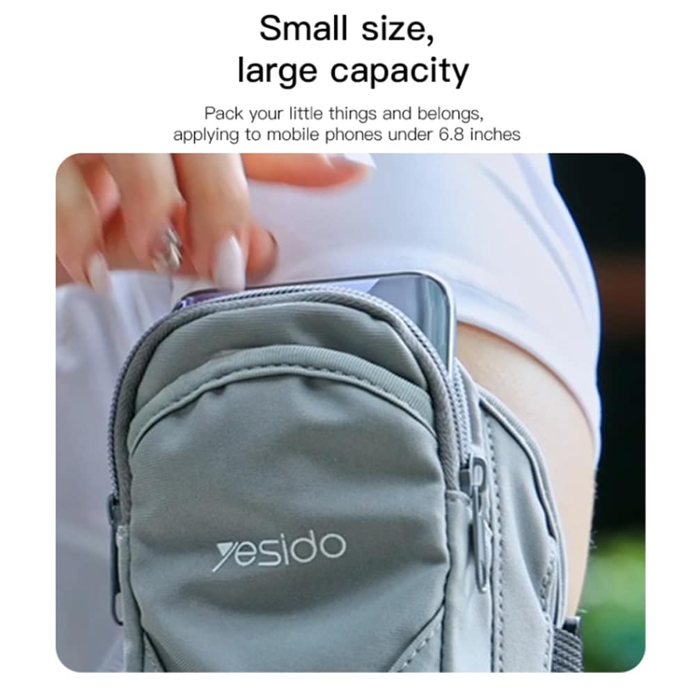 Yesido - Sportovní náramek (WB12) - na suchý zip pro telefony - max 6,8" - šedá