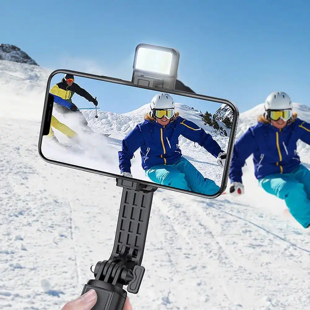 HOCO hliníková selfie tyč s LED světlem a Bluetooth dálkovým ovládáním K15 černá