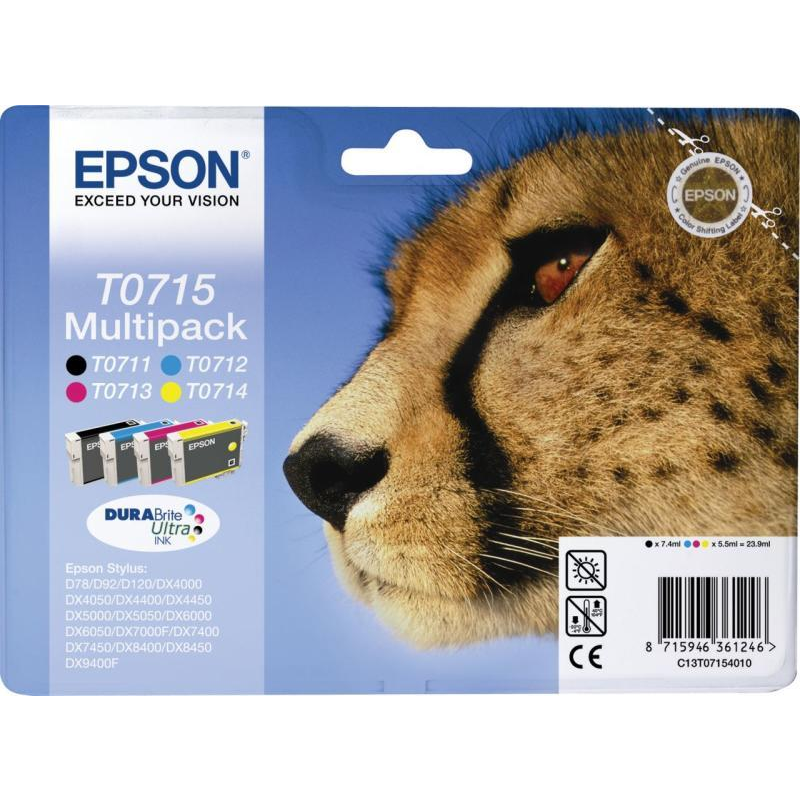 Epson T0715 spremnik s tintom 1 kom Original Crno, Plavo, Magenta, Žuto