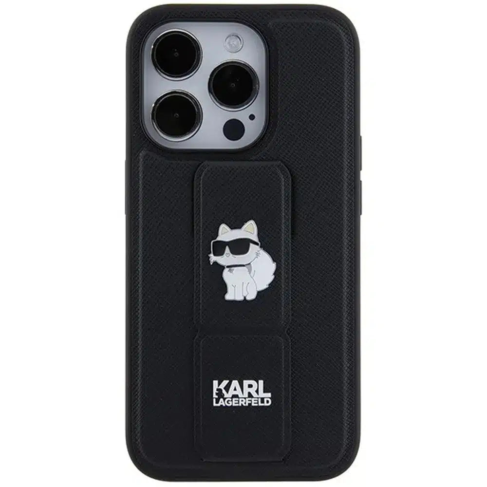 Originální pouzdro KARL LAGERFELD Hardcase KLHCP14XGSACHPK pro iPhone 14 Pro Max (Gripstand Saffiano choupette PIN / černá