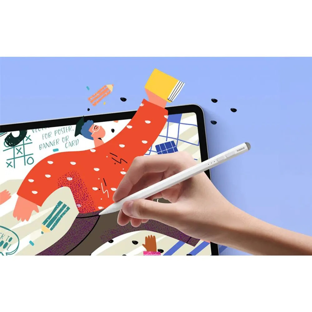 BASEUS kapacitní stylus Writing LED (aktivní/pasivní verze + kabel Type-C na Type-C) 130 mAh bílý
