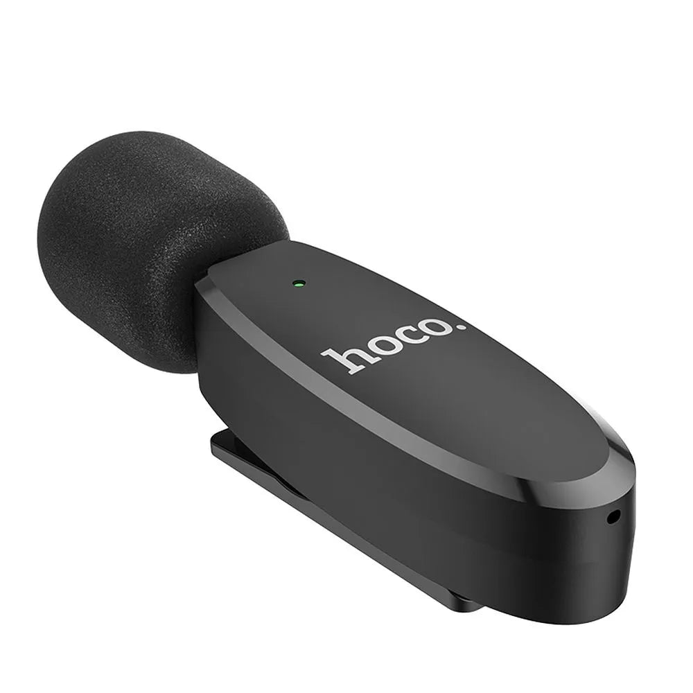 Bezdrátový lavalier mikrofon HOCO pro iPhone Lightning 8-pin L15 černý