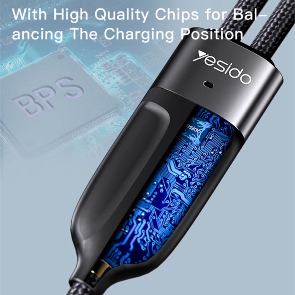 Yesido - datový kabel (CA88) - Type-C na 2 x Type-C 100 W 480 Mbps 140 cm - černý