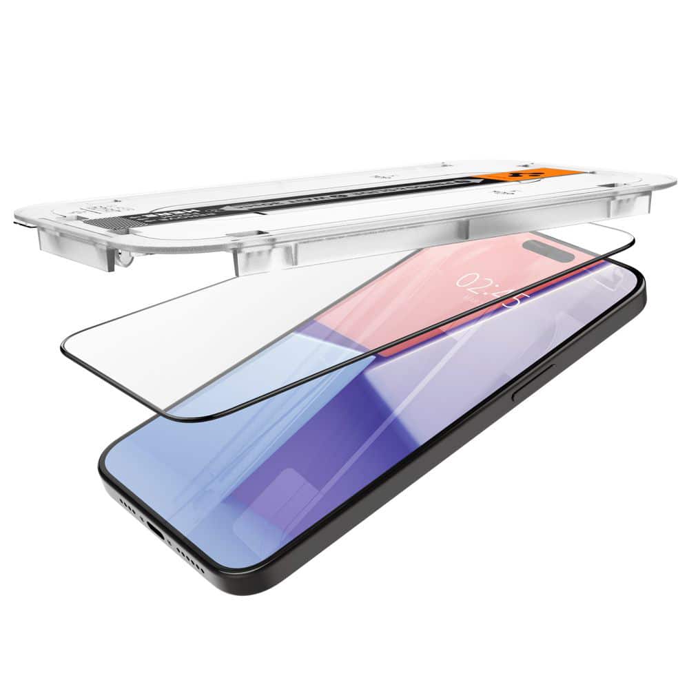 Spigen - Glas.tR EZ-FIT (2 ks) pro iPhone 15 Pro - černá