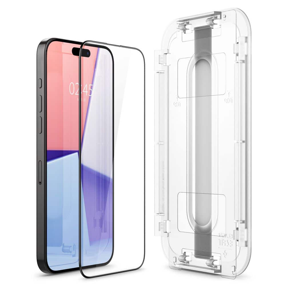 Spigen - Glas.tR EZ-FIT (2 ks) pro iPhone 15 Pro - černá