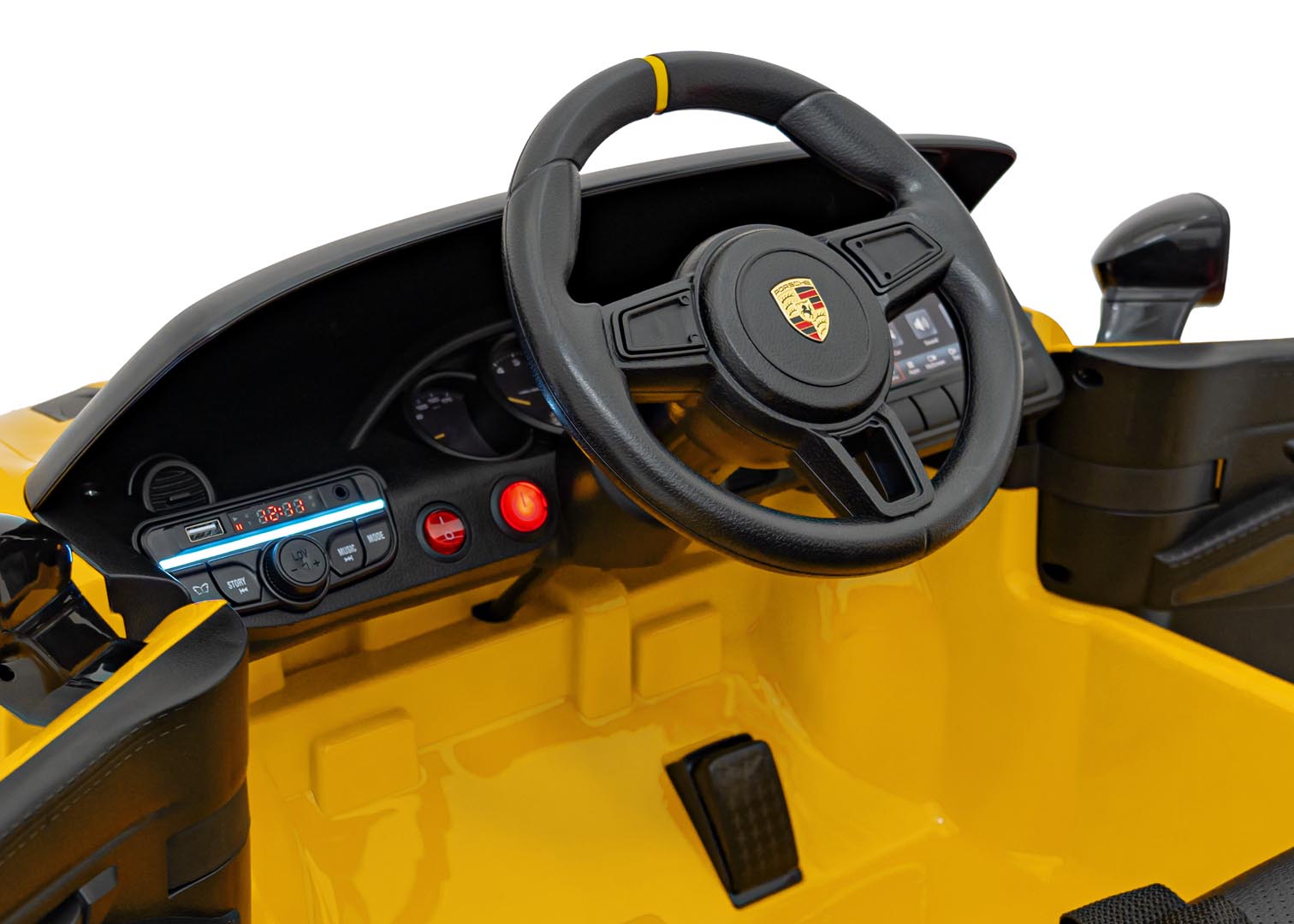 Licencirani auto na akumulator Porsche 718 - žuti/lakirani