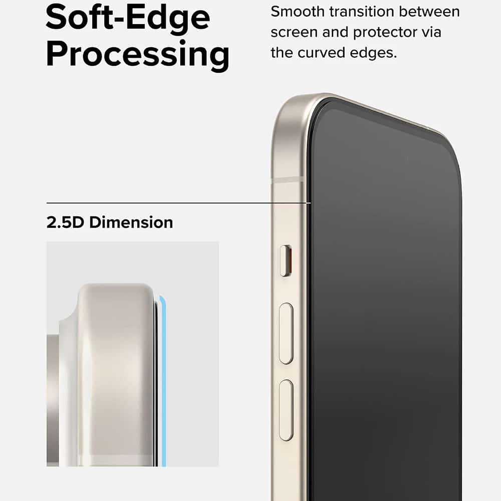 Ringke Cover Display ID Glass kaljeno staklo za iPhone 15 -crno