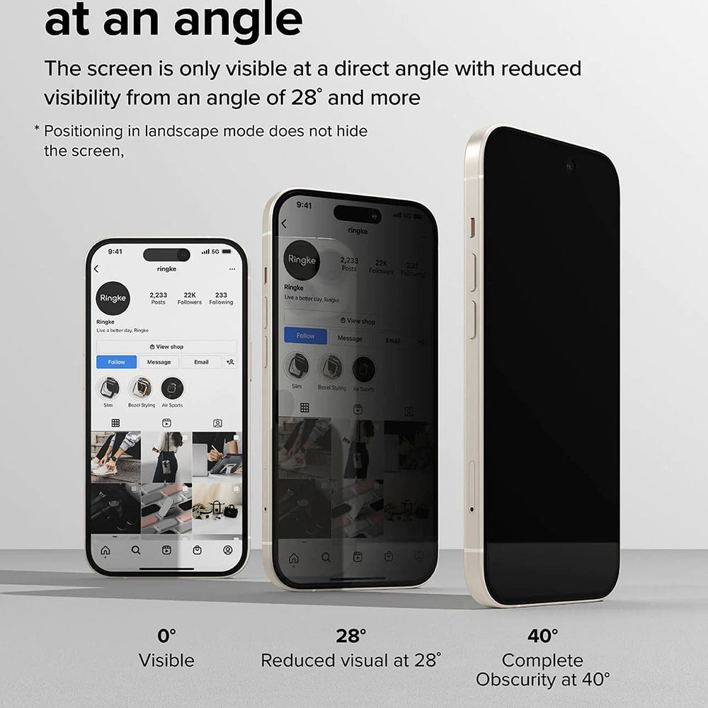 Ringke Cover Display ID Glass kaljeno staklo za iPhone 16 / iPhone 15 -Privacy