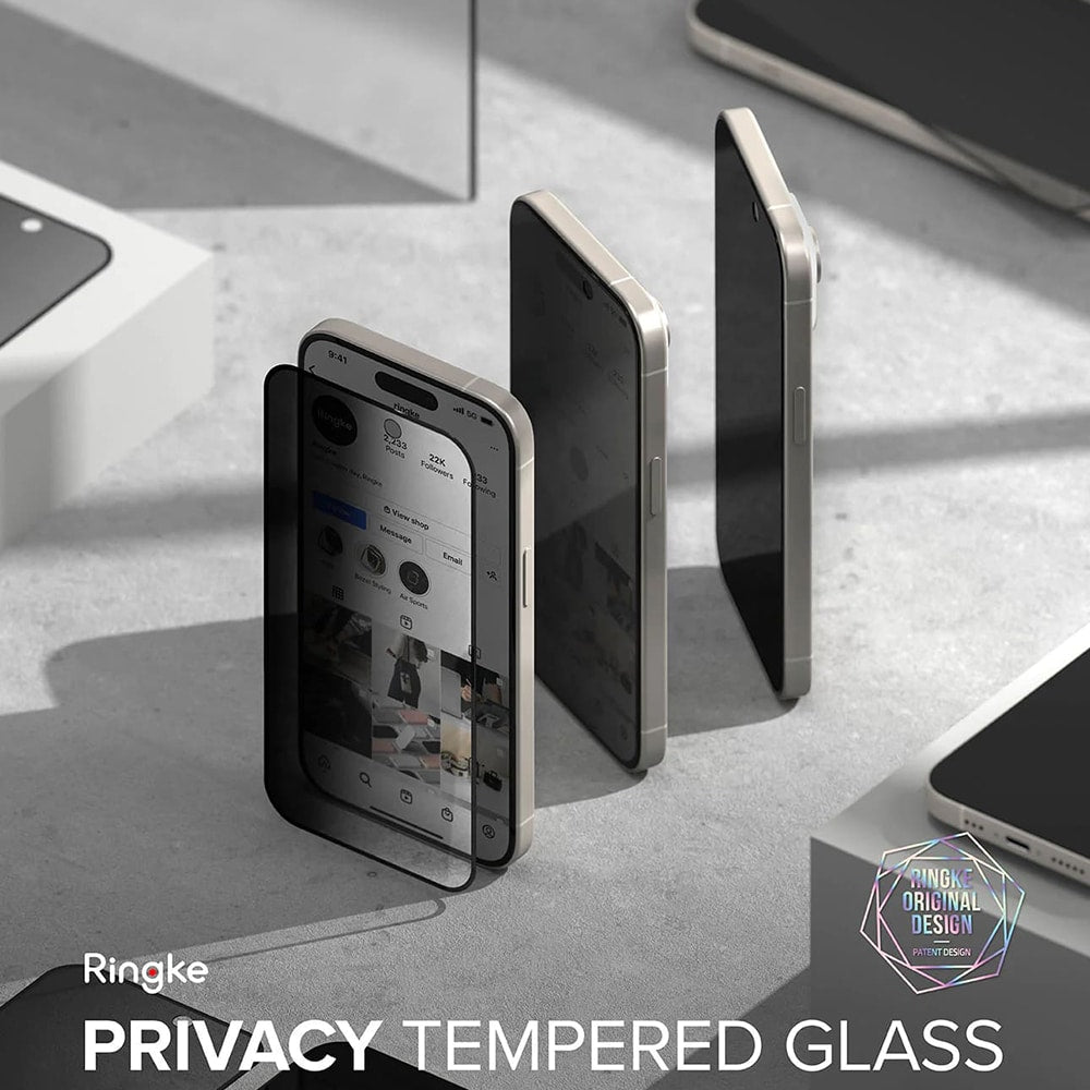 Ringke Cover Display ID Glass kaljeno staklo za iPhone 16 Plus / 15 Plus -Privacy