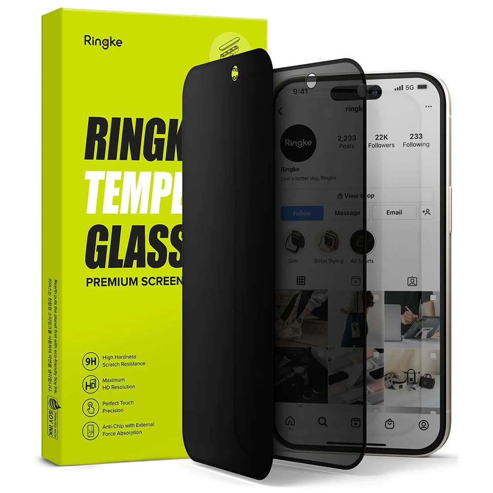 Ringke Cover Display ID Glass kaljeno staklo za iPhone 16 / iPhone 15 -Privacy