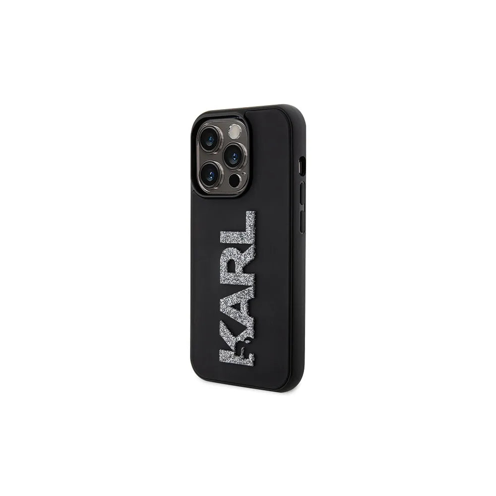 Originální pouzdro KARL LAGERFELD Hardcase KLHCP15X3DMBKCK pro iPhone 15 PRO MAX (3D Logo Glitter / černé)