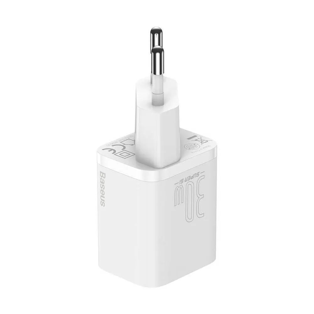BASEUS nástěnná nabíječka Type-C Super Si Quick Charger IC PD 30W bílá CCSUP-J02/CCCJG30CE