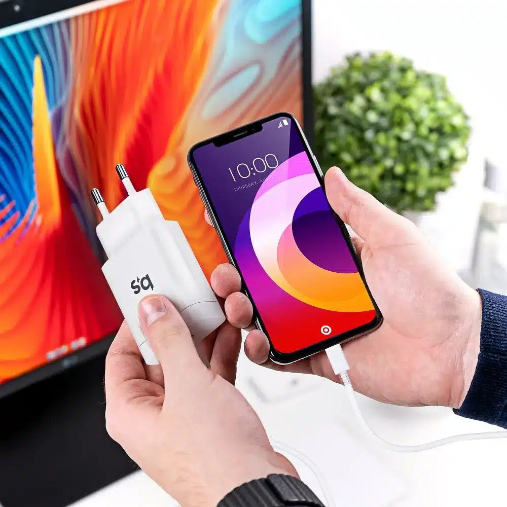 Nástěnná nabíječka pro iPhone 18W s PD nabíjením s odpojitelným kabelem Blue Star