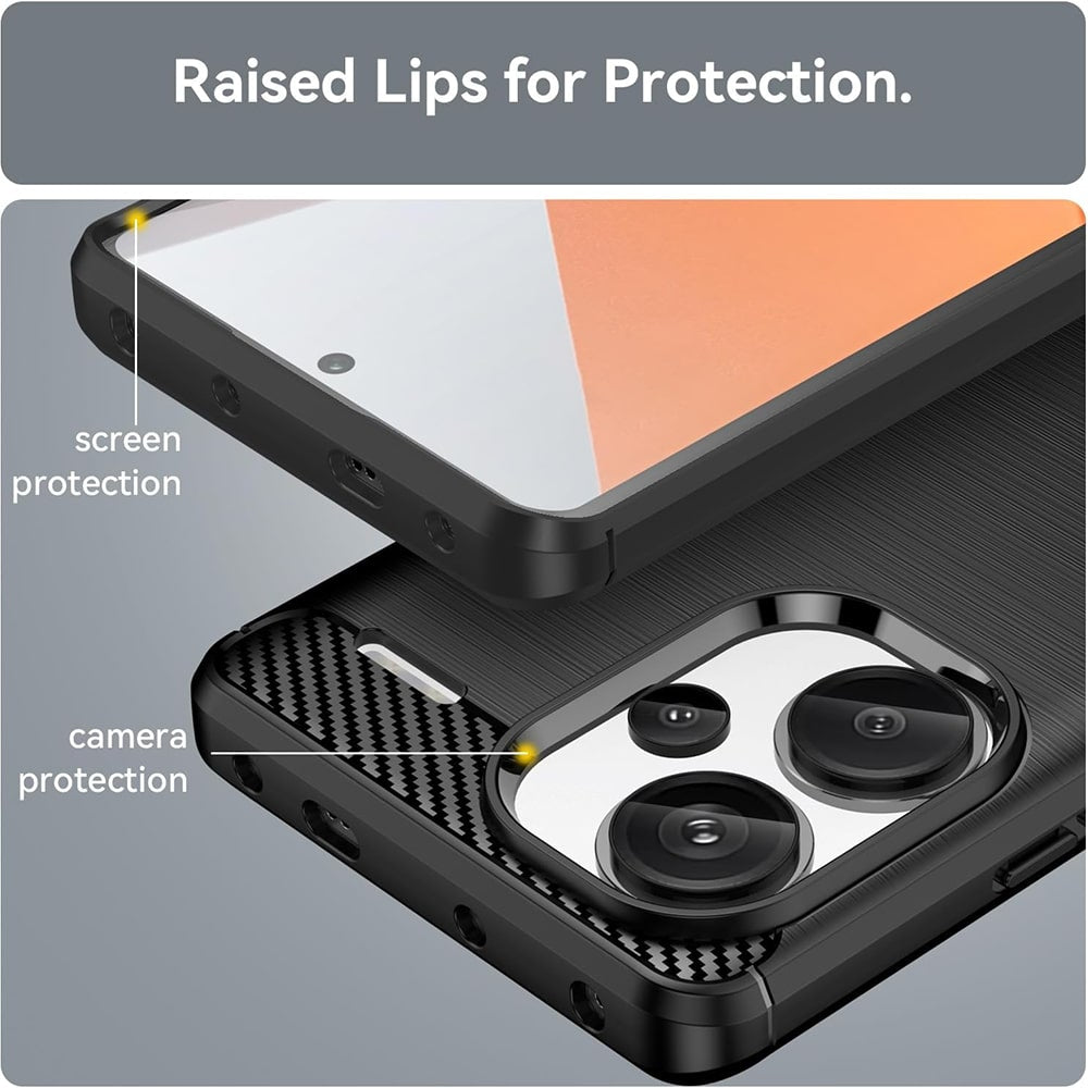Techsuit Carbon Silicone kryt pro Xiaomi Redmi Note 13 Pro+ 5G – černá
