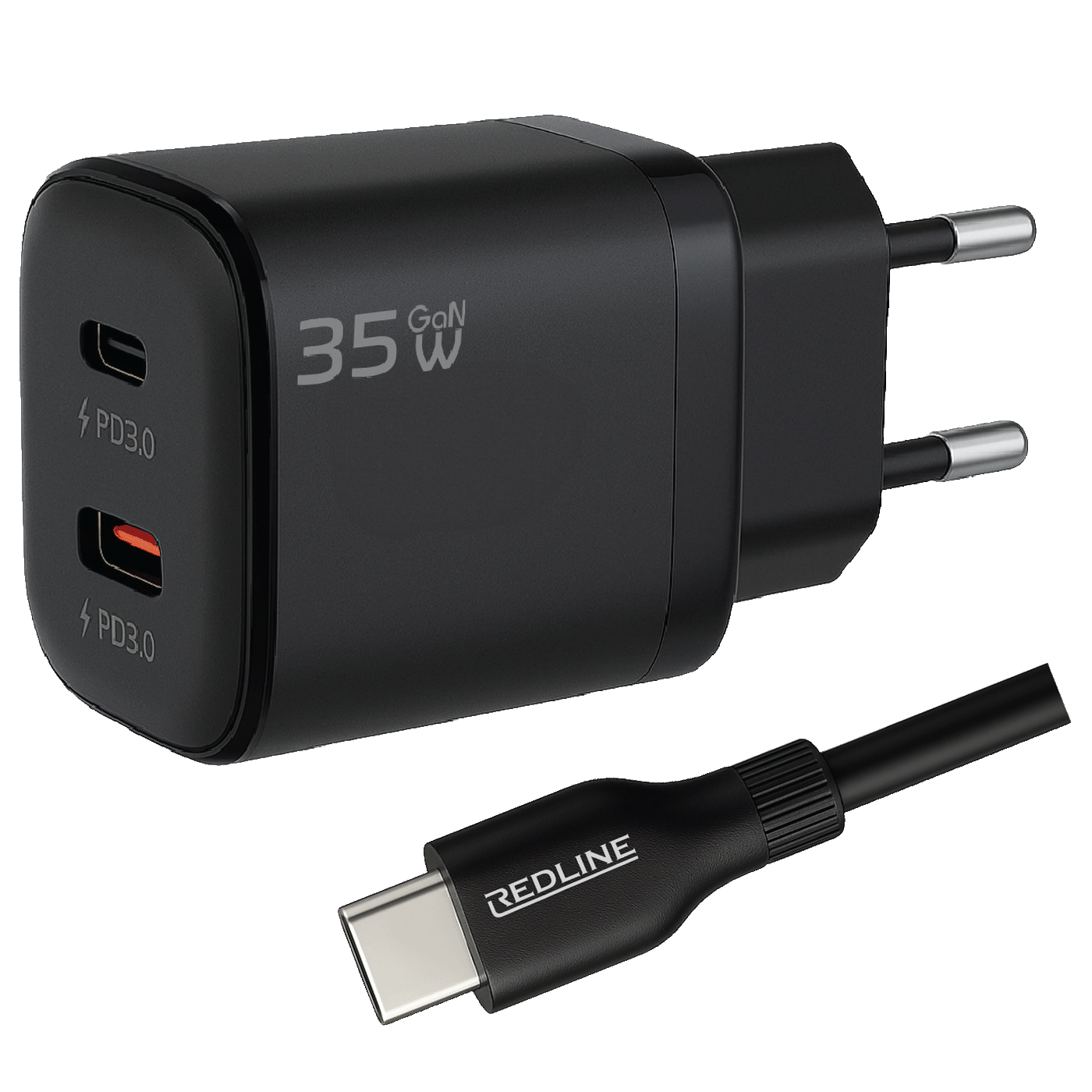 REDLINE Punjač sa USB-C kablom, 2 x USB-C, 35W - GL35CC+CC1M(60W)