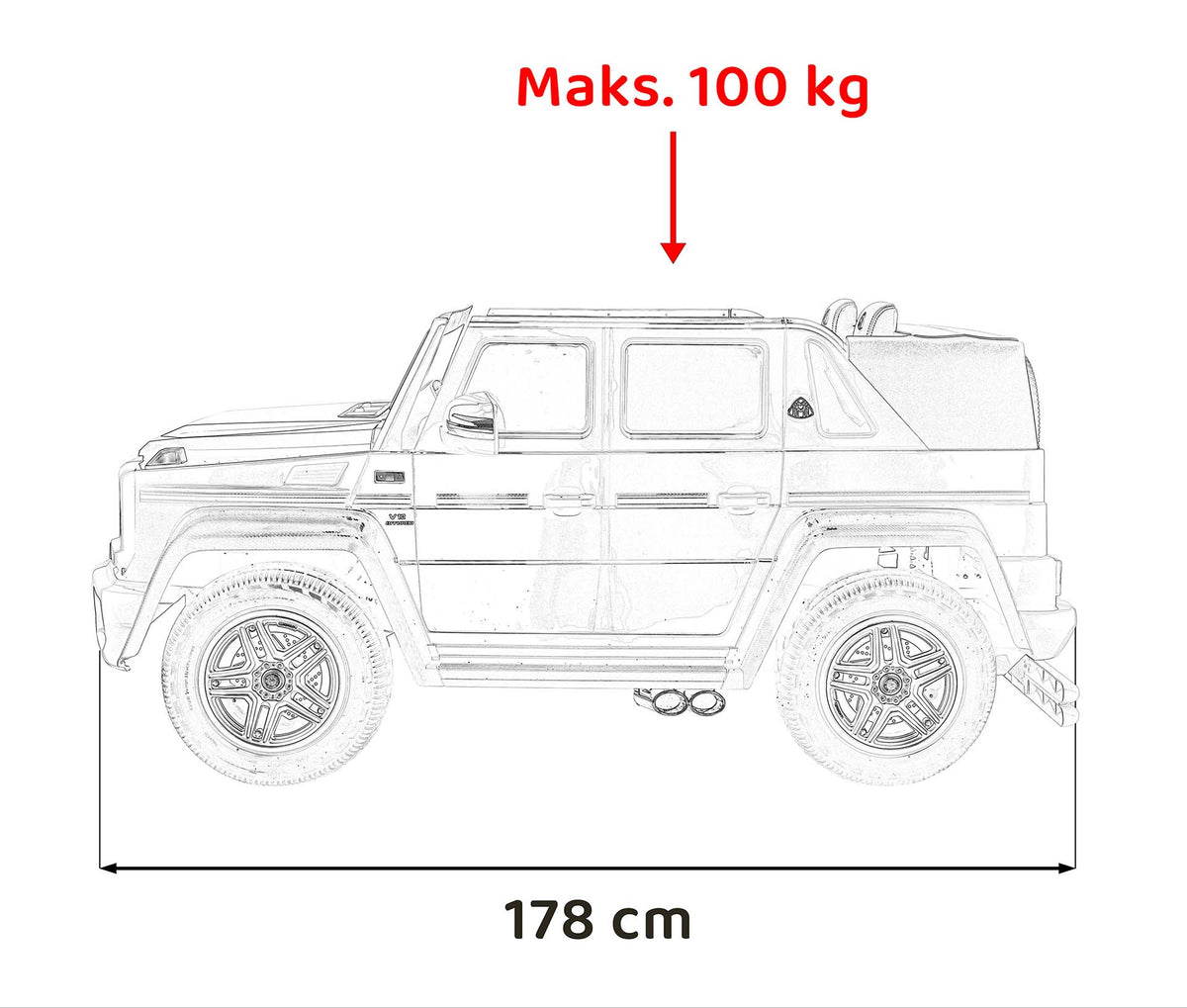Licencirani auto na akumulator Mercedes Benz MAYBACH G650 STRONG - dvosjed - Bijeli