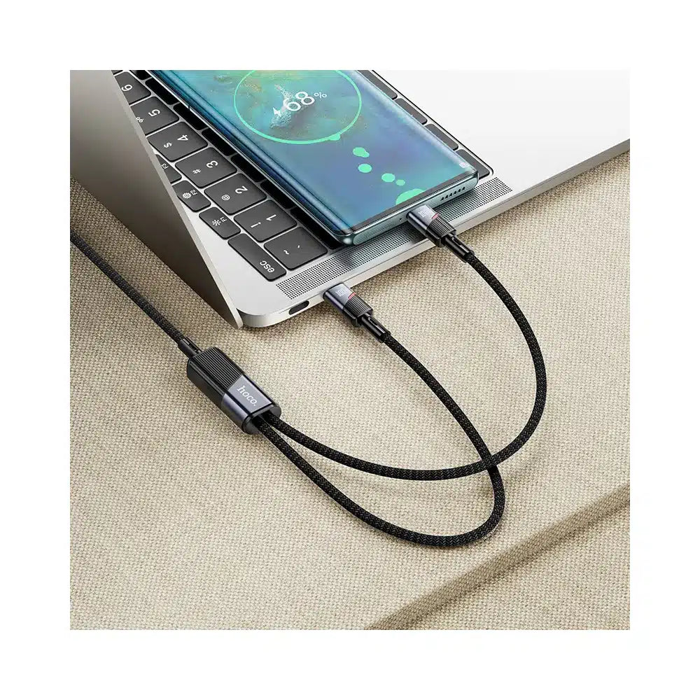 2v1 USB-C na USB-C / USB-C kabel Hoco 5A 100W 120 cm U139 černý