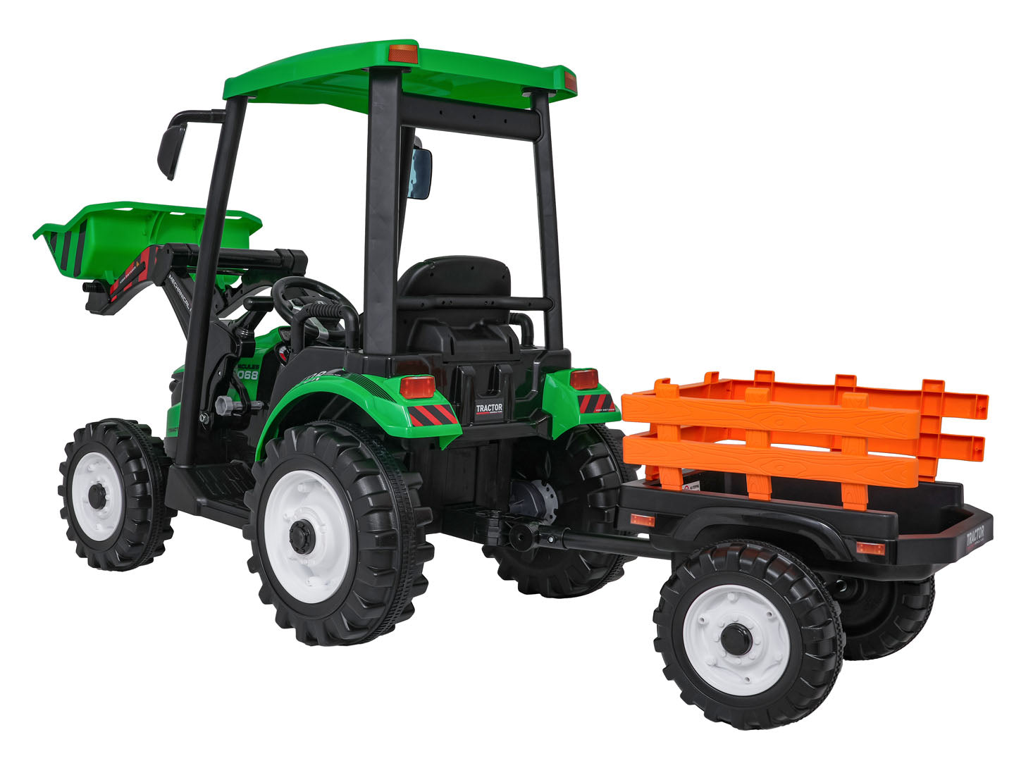 Traktor na akumulator s prikolicom MEGA D68 - zeleni