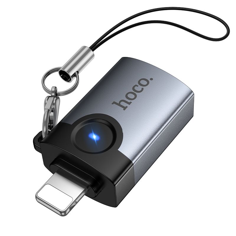 Hoco UA46 Victory OTG adapter Lightning na USB-A sivi