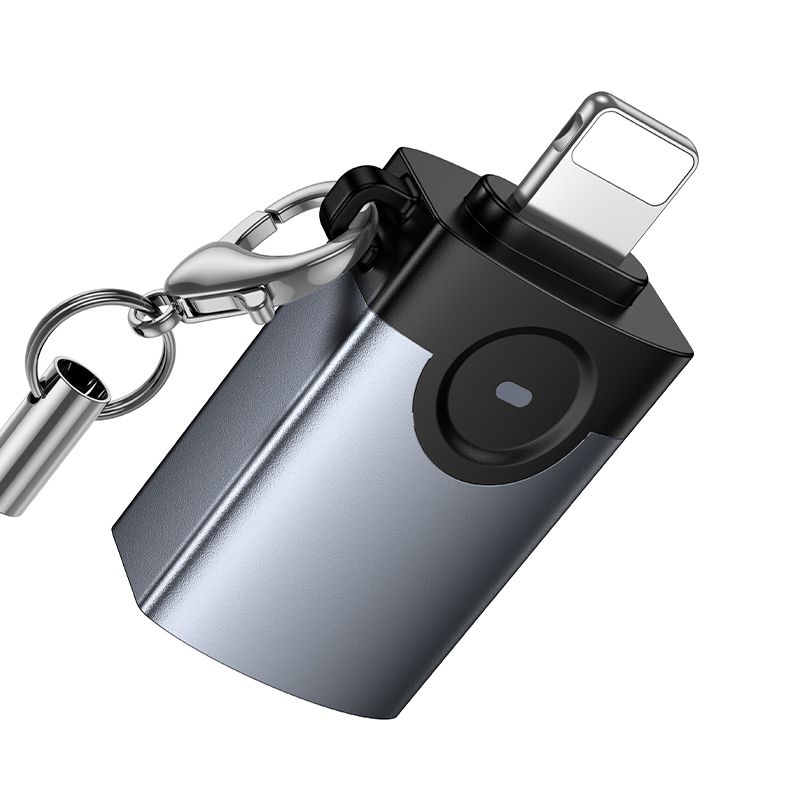 Hoco UA46 Victory OTG adapter Lightning na USB-A sivi