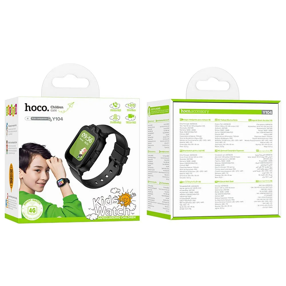 Hoco 4G GPS chytré hodinky pro děti s funkcí volání Y104 černé