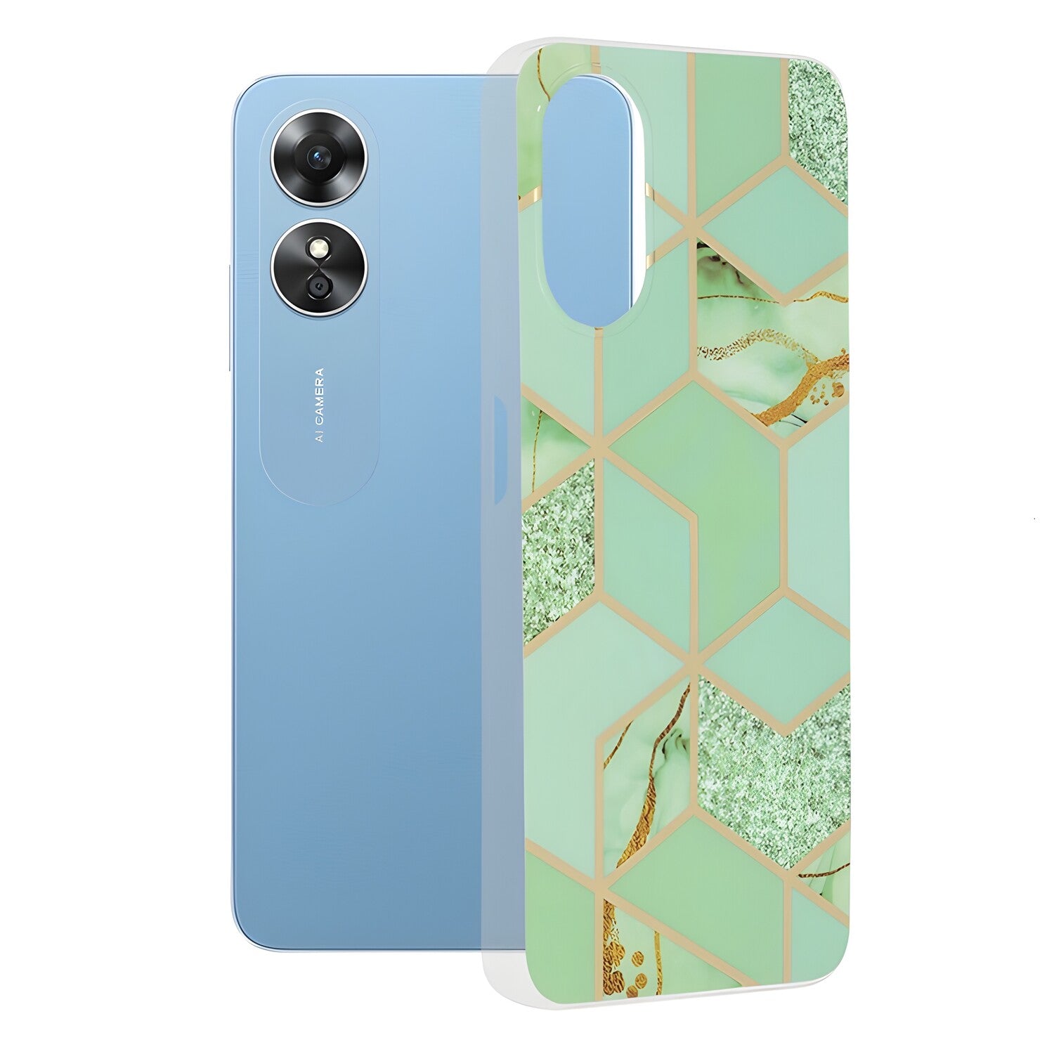 Techsuit Marble maskica za Oppo A17 - Zelena KP29203
