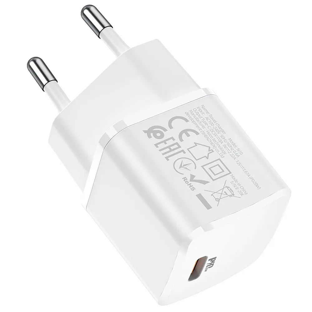 HOCO síťová nabíječka Type C Power Delivery 20W Starter N10 bílá