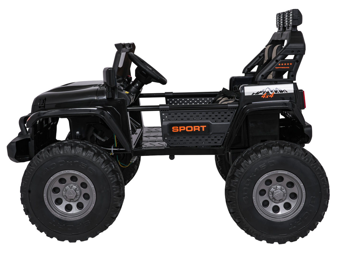 Auto na akumulator Extreme Sport 4x4 s podesivom dužinom vozila - dvosjed - crni