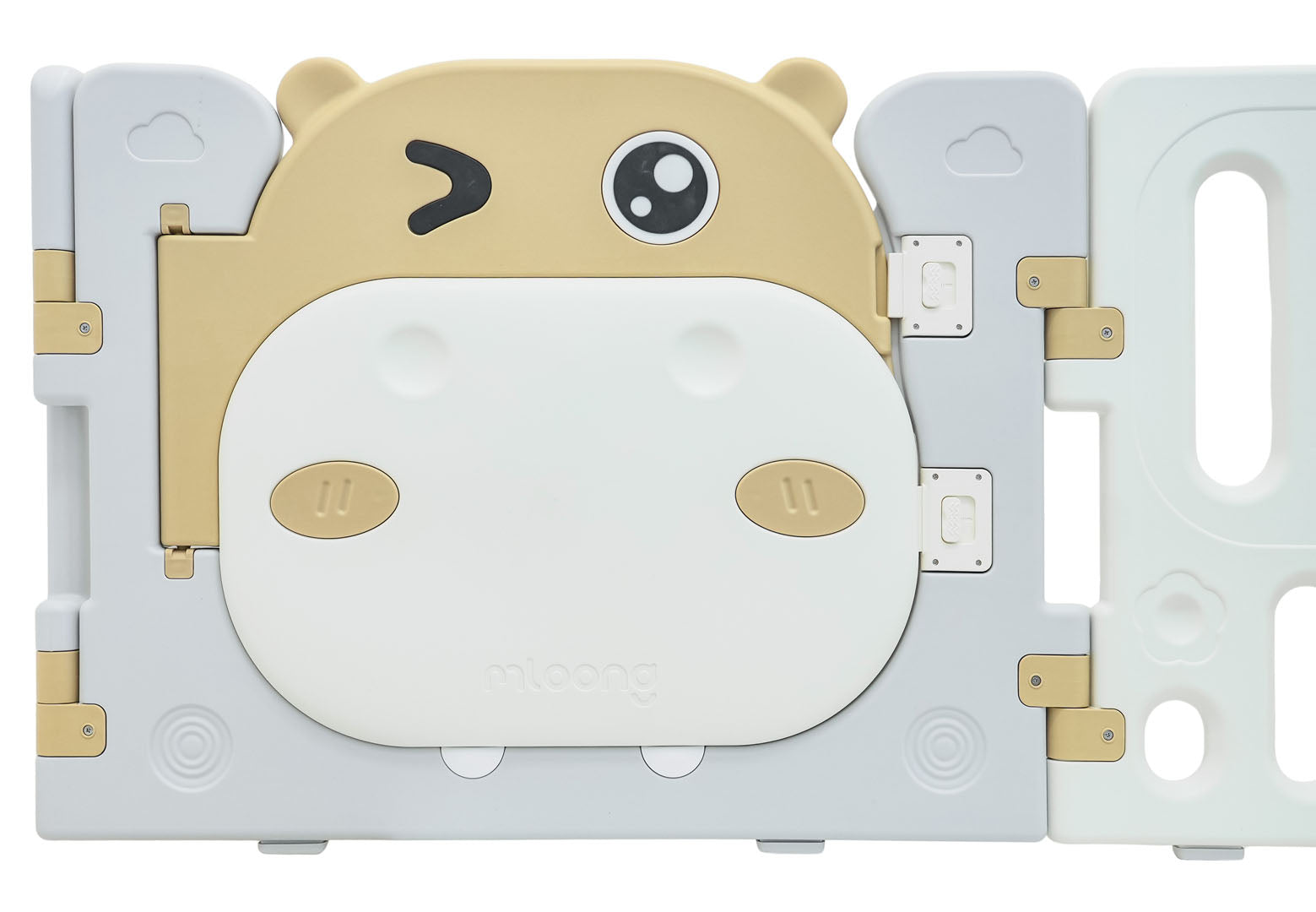 Modularna ogradica za bebe sa lopticama Hippo - bijelo/smeđa