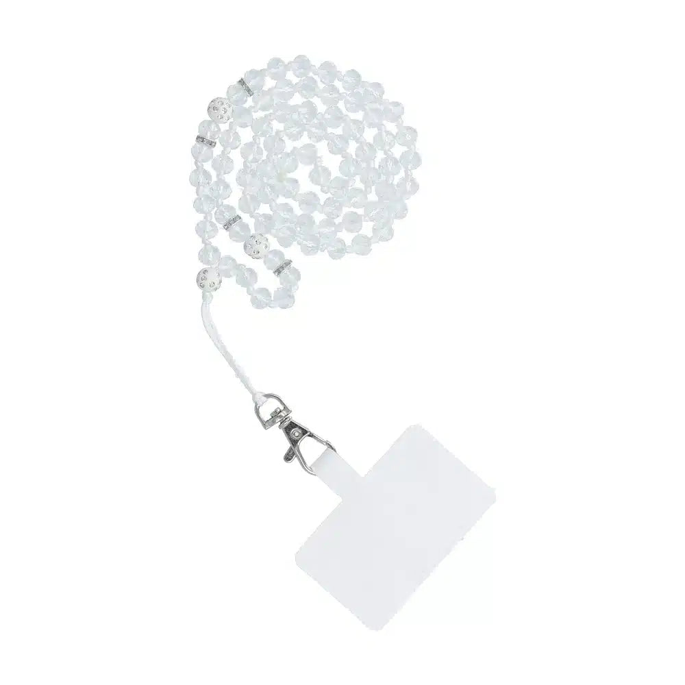 Šňůrka na mobil CRYSTAL DIAMOND / délka lanka 74 cm (37 cm ve smyčce) / na krk, bílá