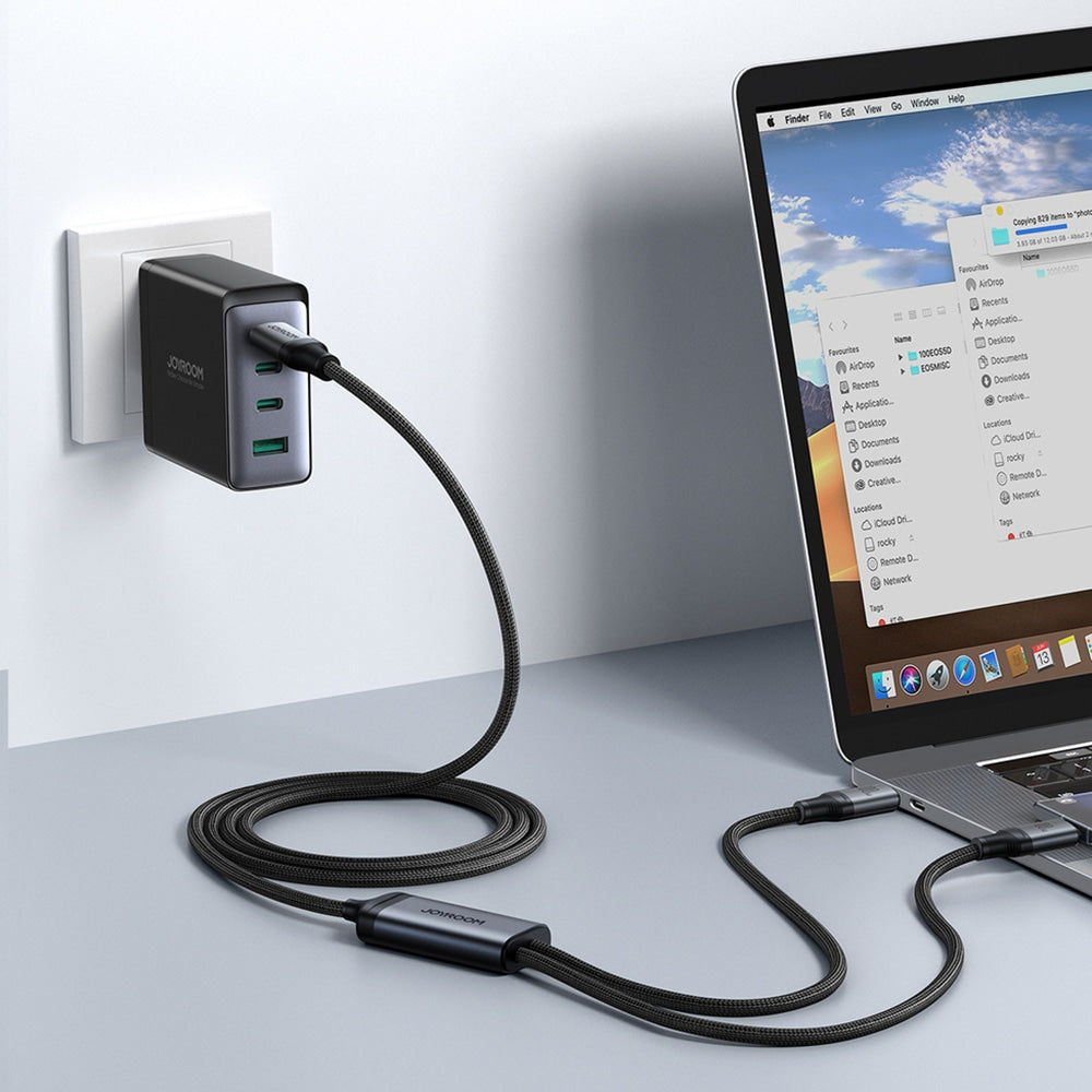 JoyRoom - Nabíjecí kabel řady Speedy (SA21-1T2) - Type-C na 2x USB-C - rychlonabíjení - 100 W - 150 cm - černý