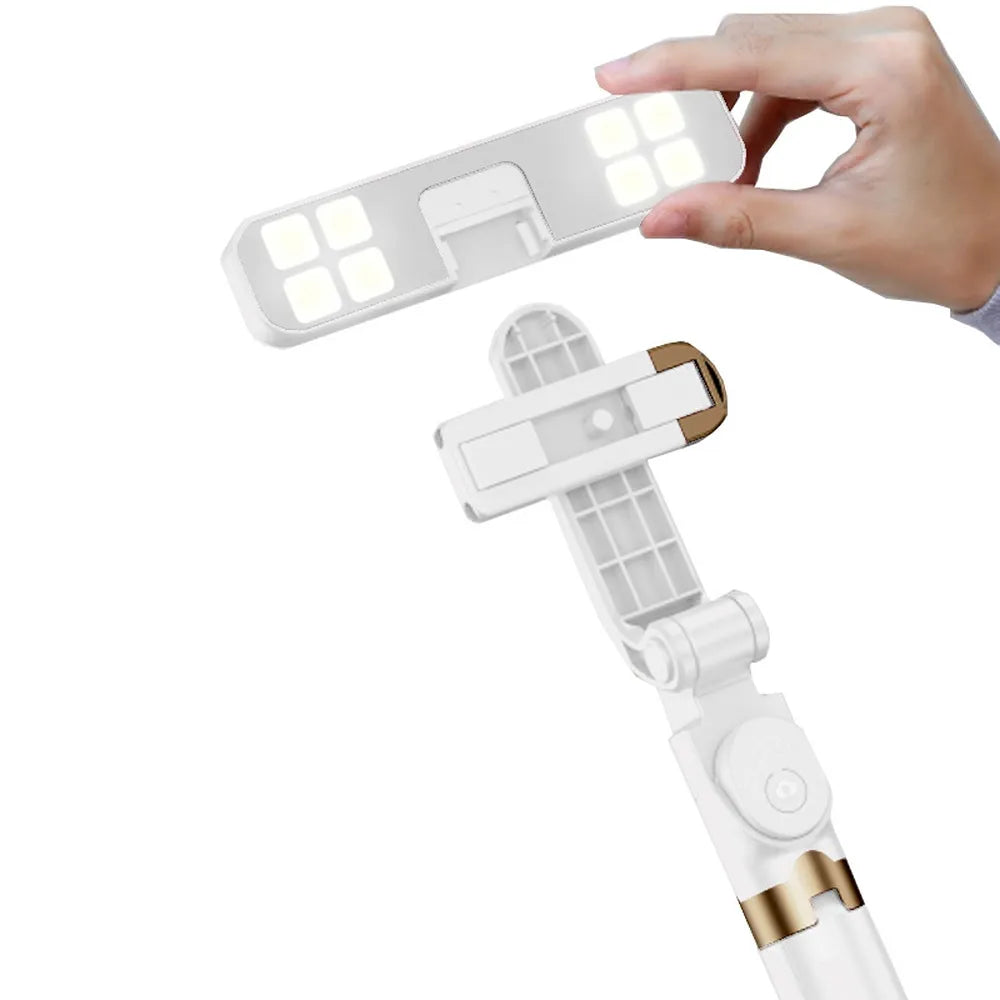 Set / selfie držák s bluetooth dálkovým ovládáním a stativem LED RING SSTR-20 bílý