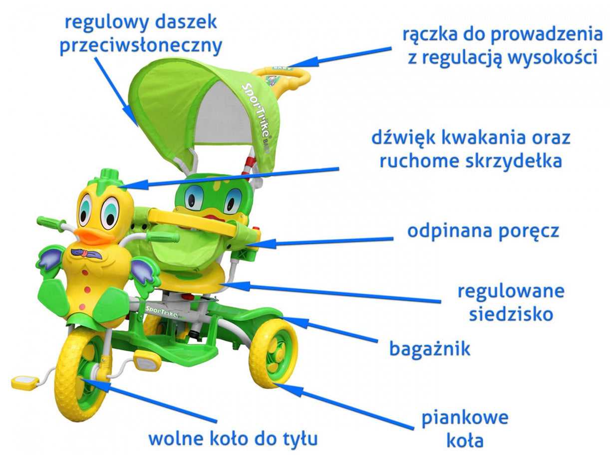Dječji tricikl Patka - zelena
