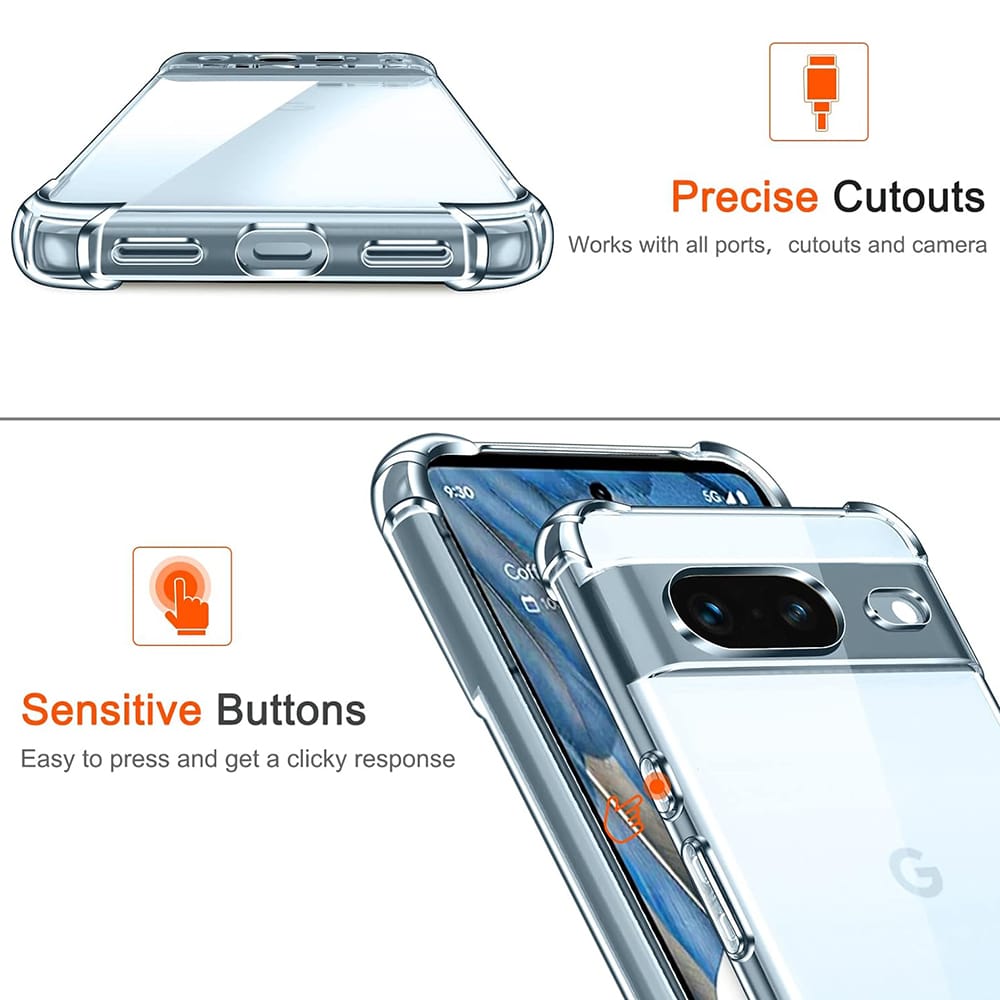 Techsuit Shockproof Clear Silicone průhledné pouzdro odolné proti nárazům pro Google Pixel 8a