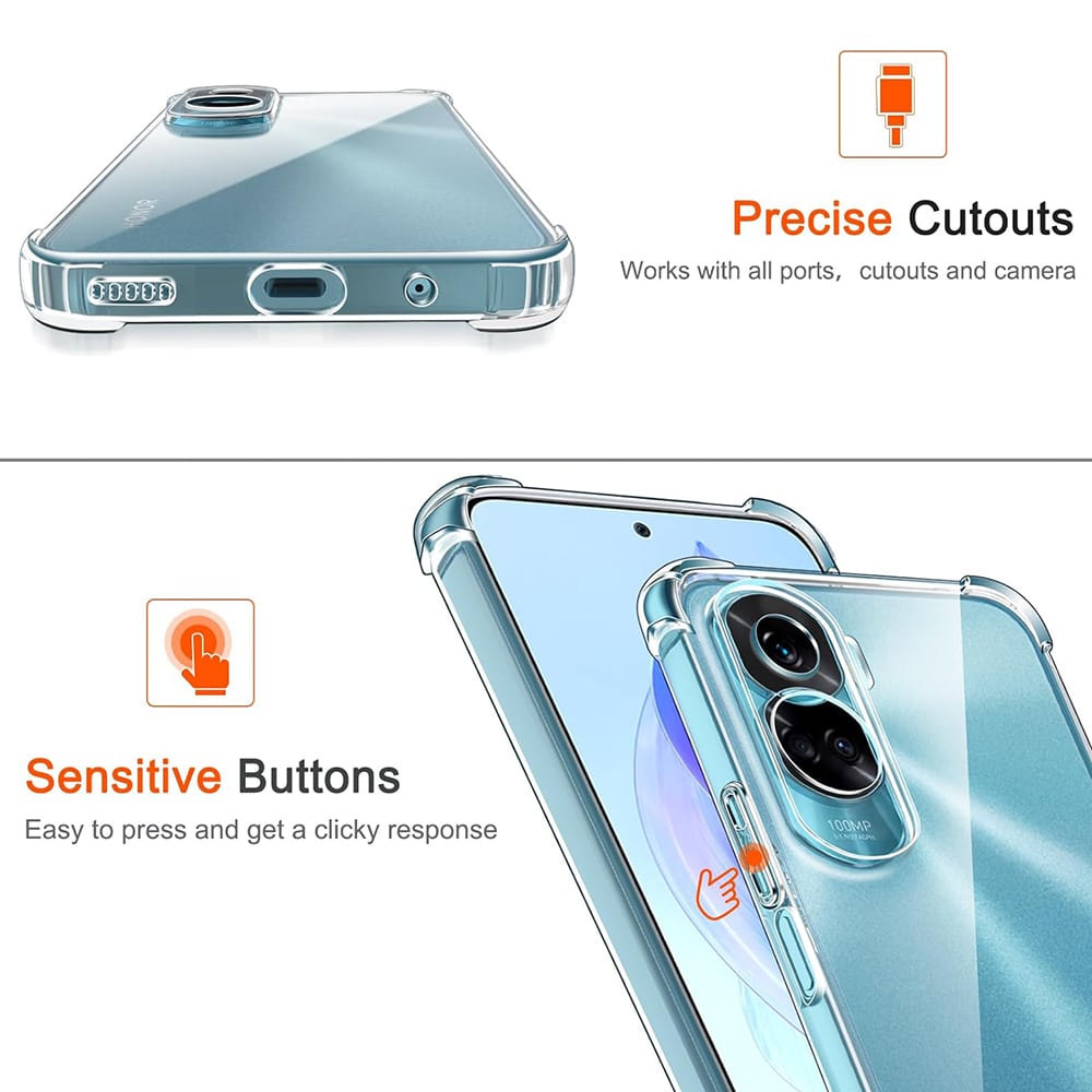 Techsuit Shockproof Clear Silicone průhledné pouzdro odolné proti nárazům pro Honor 90 Lite
