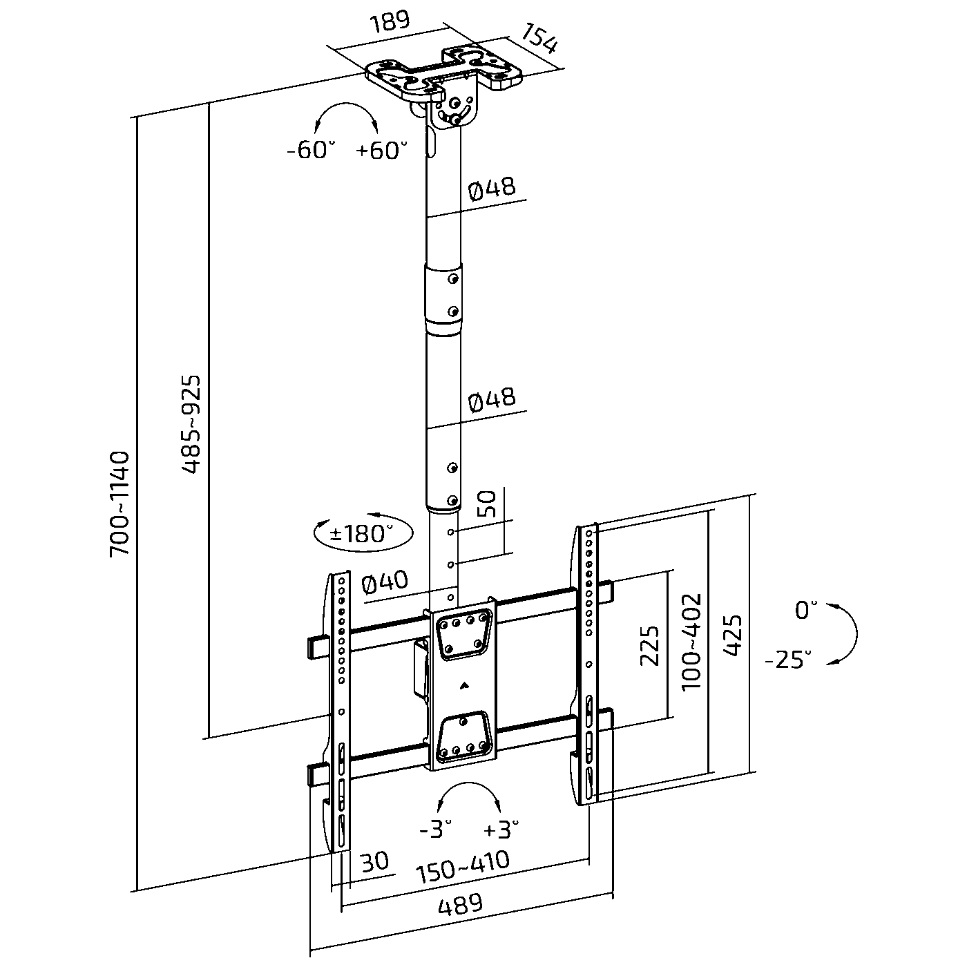 Superior Nosač za TV, stropni, 32-75, 60kg - 32-75 Extra Slim Ceiling-Mount