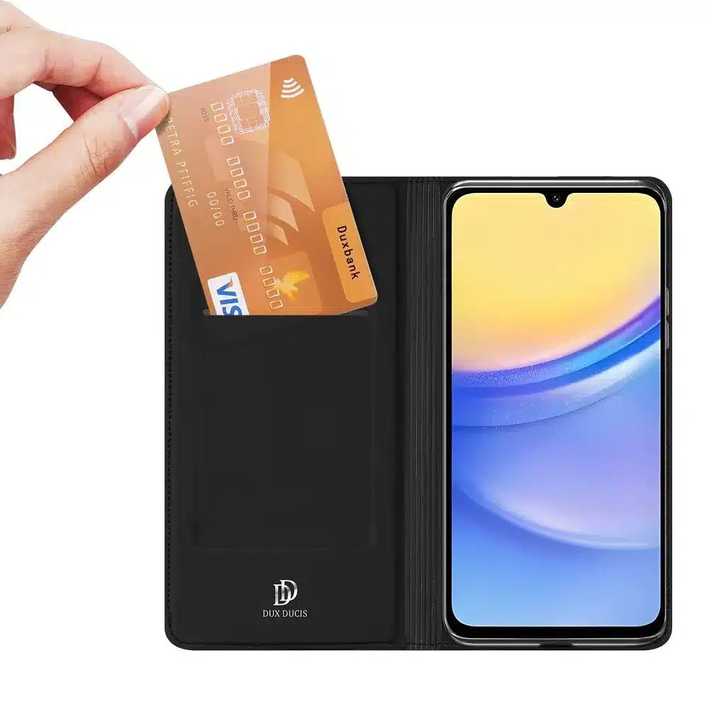DUX DUCIS Skin Pro – hladké kožené pouzdro pro Samsung Galaxy A16 5G černé