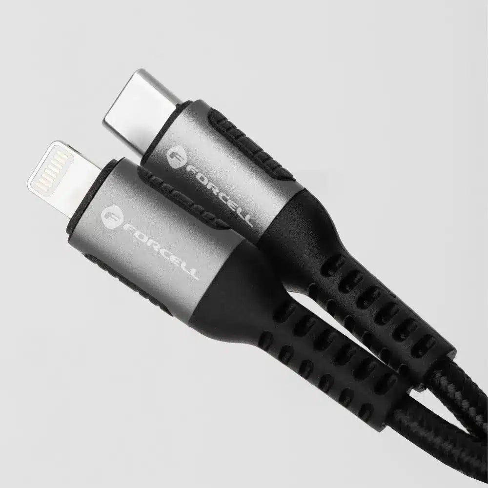 USB C na Lightning kabel Forcell F-Energy PD 3A 27W Cafule 50 cm – černý